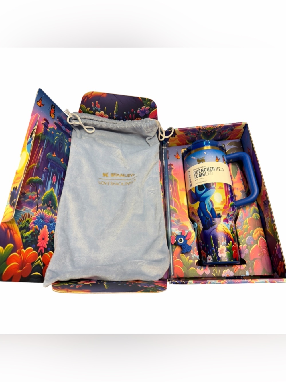 NWT 40oz Stanley Quencher H2.O Tumbler LoveShackFancy Stitch Sunrise Set
